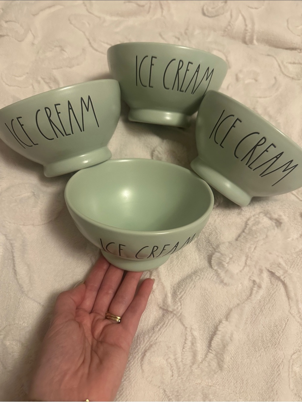 Rae Dunn Mint Green "ICE CREAM" Bowls - Set of 4